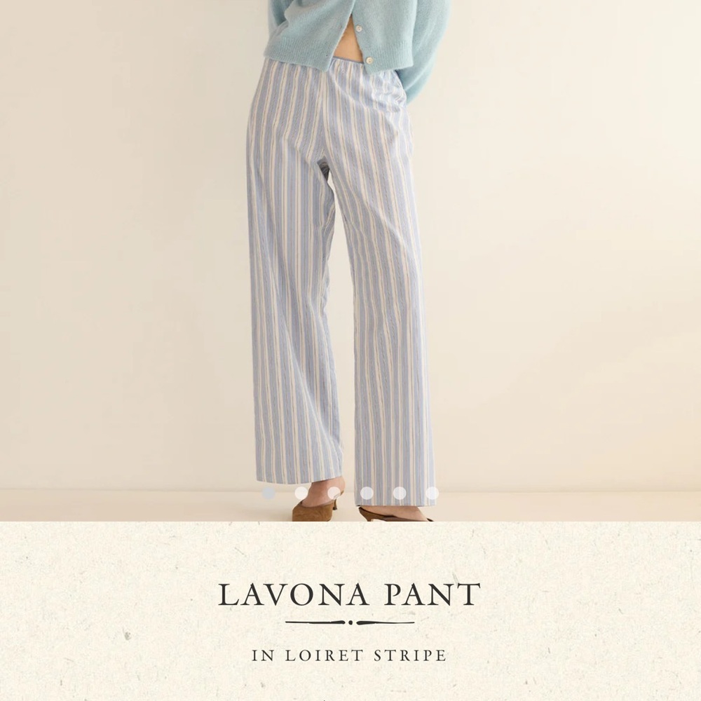 Doen Lavona Wide Leg Pants in Blue and White Stripes